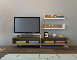 Hanah Home Ayaz Mueble de TV Blanco y Teca
